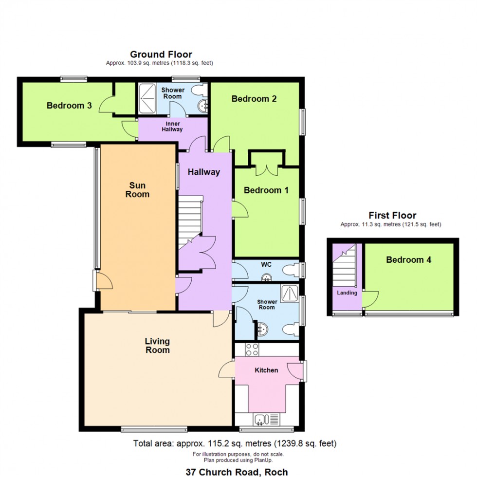 Floorplan for Badgers, 37 Church Road, Roch SA62 6BG