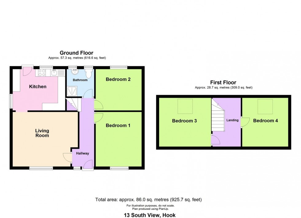 Floorplan for 13 South View, Hook